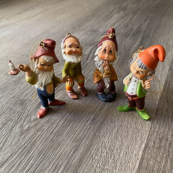 VTG 1980s Elves Christmas Ornaments Tree Decoration Set of 4 - Picture 1 of 7